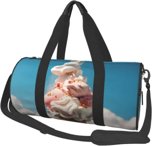 Duffel Bag for Men Women Small Gym Bag Cloudy Ice Cream Travel Duffel Bag Waterproof Overnight Bag for Sports Workout