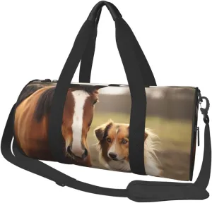 Duffel Bag for Men Women Small Gym Bag Collie Dog Horse Travel Duffel Bag Waterproof Overnight Bag for Sports Workout