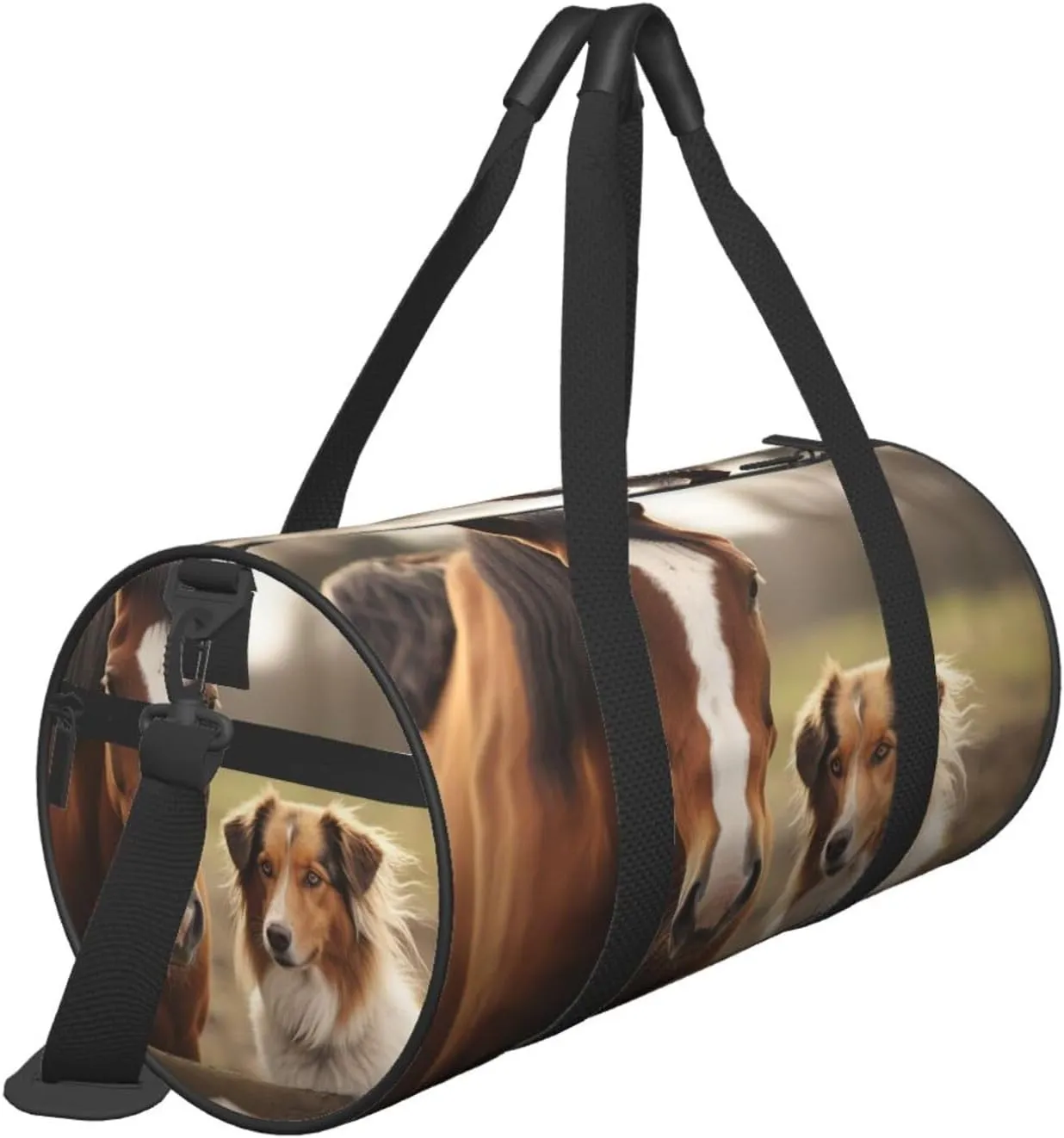 Duffel Bag for Men Women Small Gym Bag Collie Dog Horse Travel Duffel Bag Waterproof Overnight Bag for Sports Workout