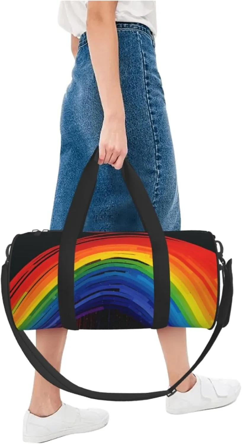 Duffel Bag for Men Women Small Gym Bag Rainbow Travel Duffel Bag Waterproof Overnight Bag for Sports Workout