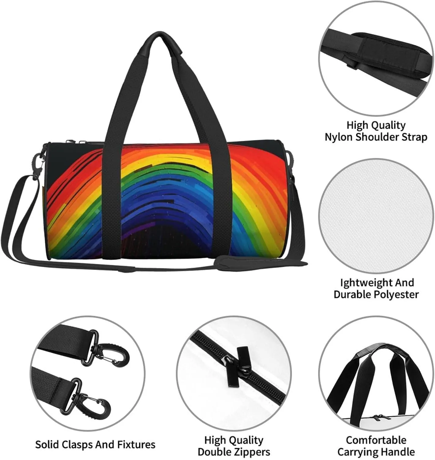 Duffel Bag for Men Women Small Gym Bag Rainbow Travel Duffel Bag Waterproof Overnight Bag for Sports Workout
