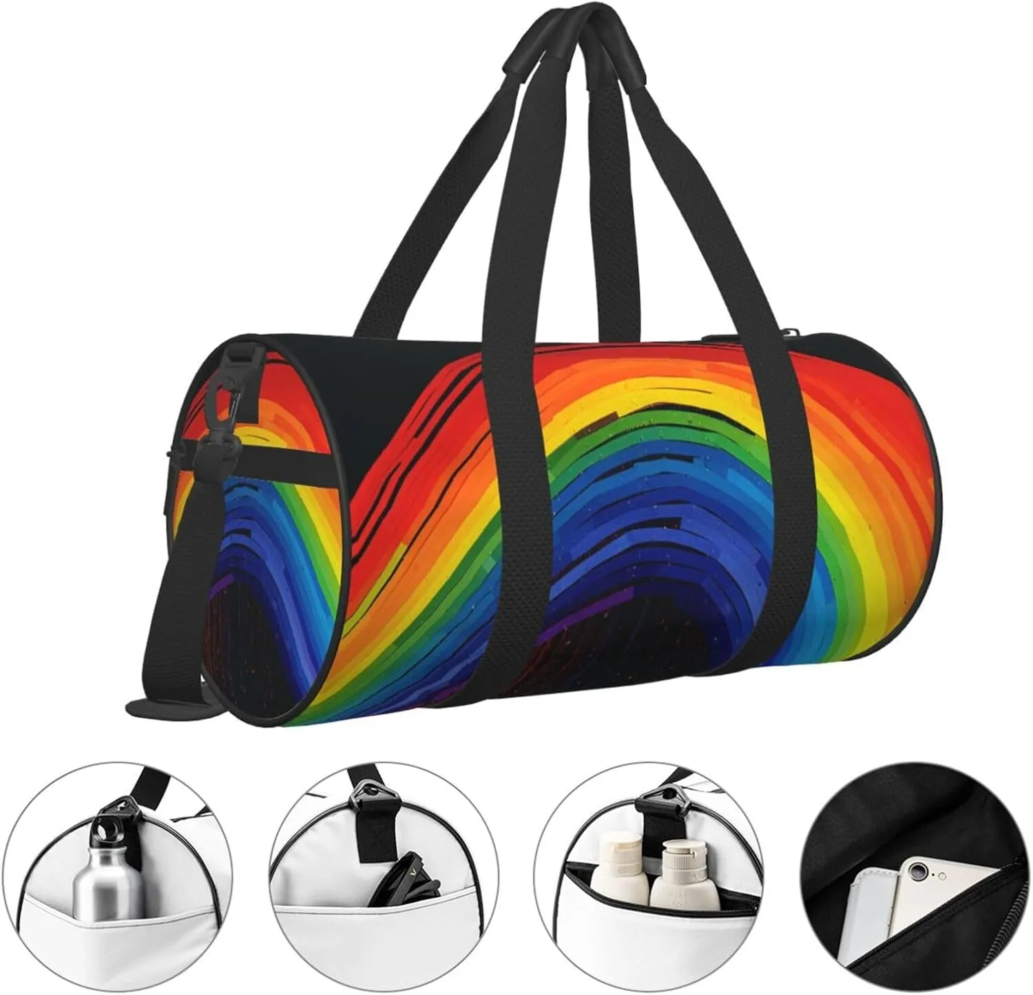 Duffel Bag for Men Women Small Gym Bag Rainbow Travel Duffel Bag Waterproof Overnight Bag for Sports Workout