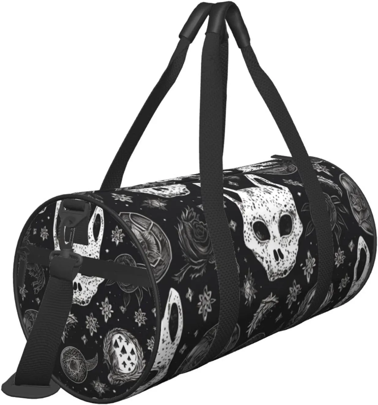 Duffel Bag for Men Women Small Gym Bag Skull Cat Moon Gothic Travel Duffel Bag Waterproof Overnight Bag for Sports Workout