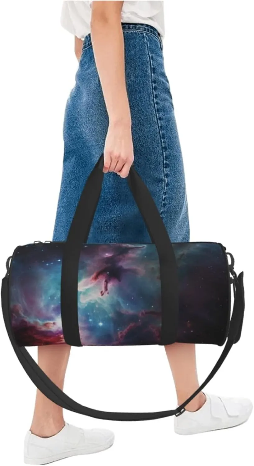 Duffel Bag for Men Women Small Gym Bag Space Nebula with Cluster Travel Duffel Bag Waterproof Overnight Bag for Sports Workout
