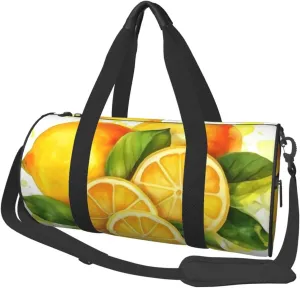 Duffel Bag for Men Women Small Gym Bag Watercolor Lemon Fruit Travel Duffel Bag Waterproof Overnight Bag for Sports Workout