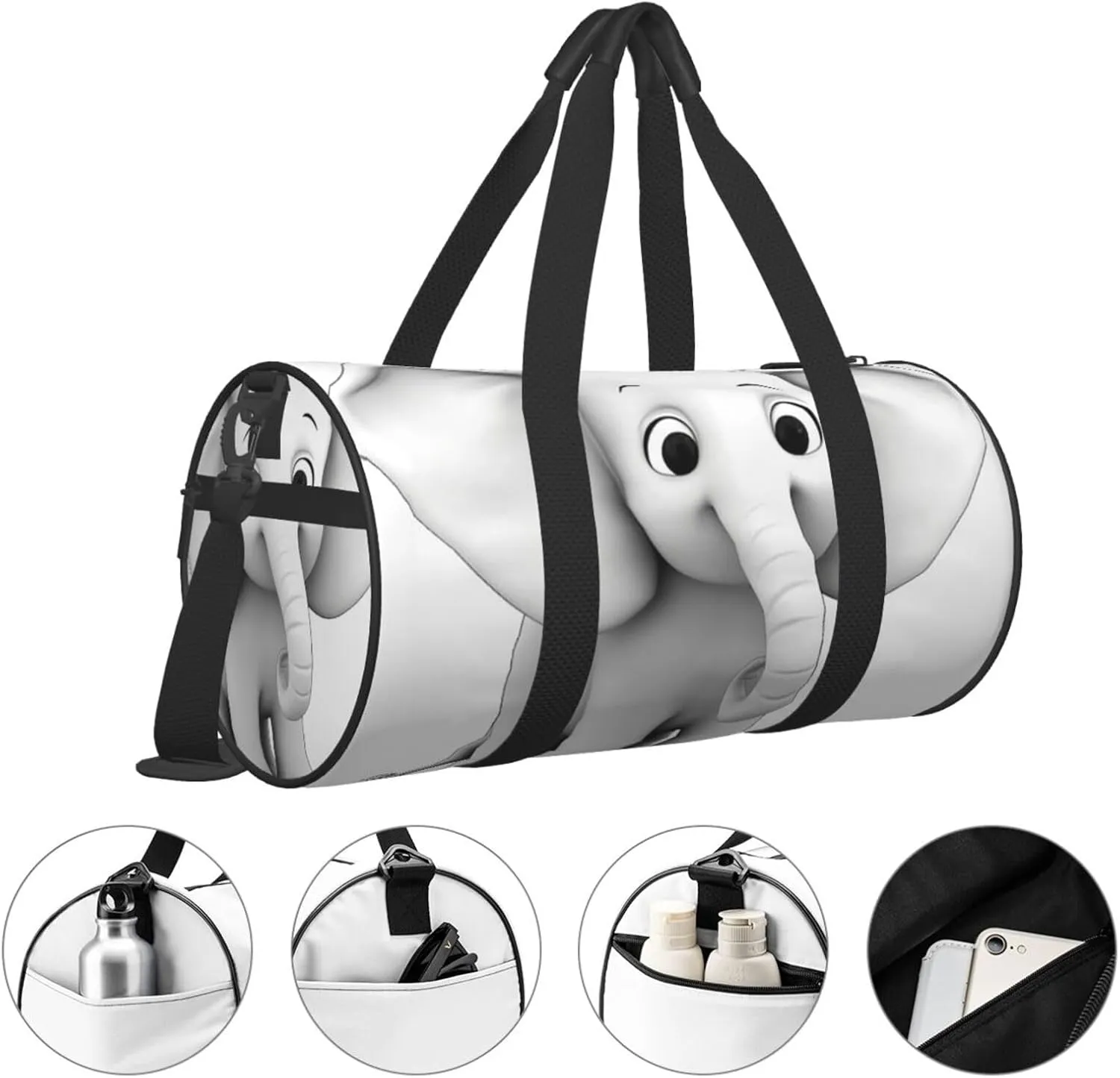 Duffel Bag for Men Women Small Gym Bag White Elephant Travel Duffel Bag Waterproof Overnight Bag for Sports Workout