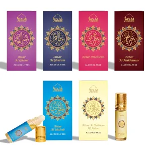 Dukhni Yemeni Attar Oil Set Arabian Perfume Oils, 6 Assorted scents x 6ml, Mini roll ons, Arabic Oud Fragrance Oil, Authentic, Alcohol Free, Vegan, Collection Set for Gifting