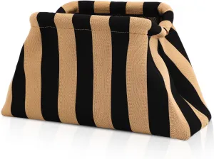 Dumpling Clutch, Premium Nylon And Polyester Colorful Crochet Purse Bag Pleated Woven Handbag for Evening Parties Beach
