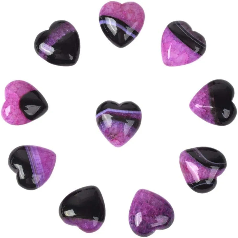 Dyed Rose Drusy Druzy Agate Gemstone Healing Crystal 0.8 Inch Mini Puffy Heart Pocket Stone Iron Gift Box (Pack of 10)