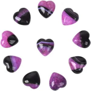 Dyed Rose Drusy Druzy Agate Gemstone Healing Crystal 0.8 Inch Mini Puffy Heart Pocket Stone Iron Gift Box (Pack of 10)