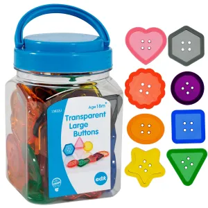 edxeducation Transparent Large Buttons | Mini Jar | Light Table Accessories | For Ages 18m  | Sensory and Fine Motor Skill Development
