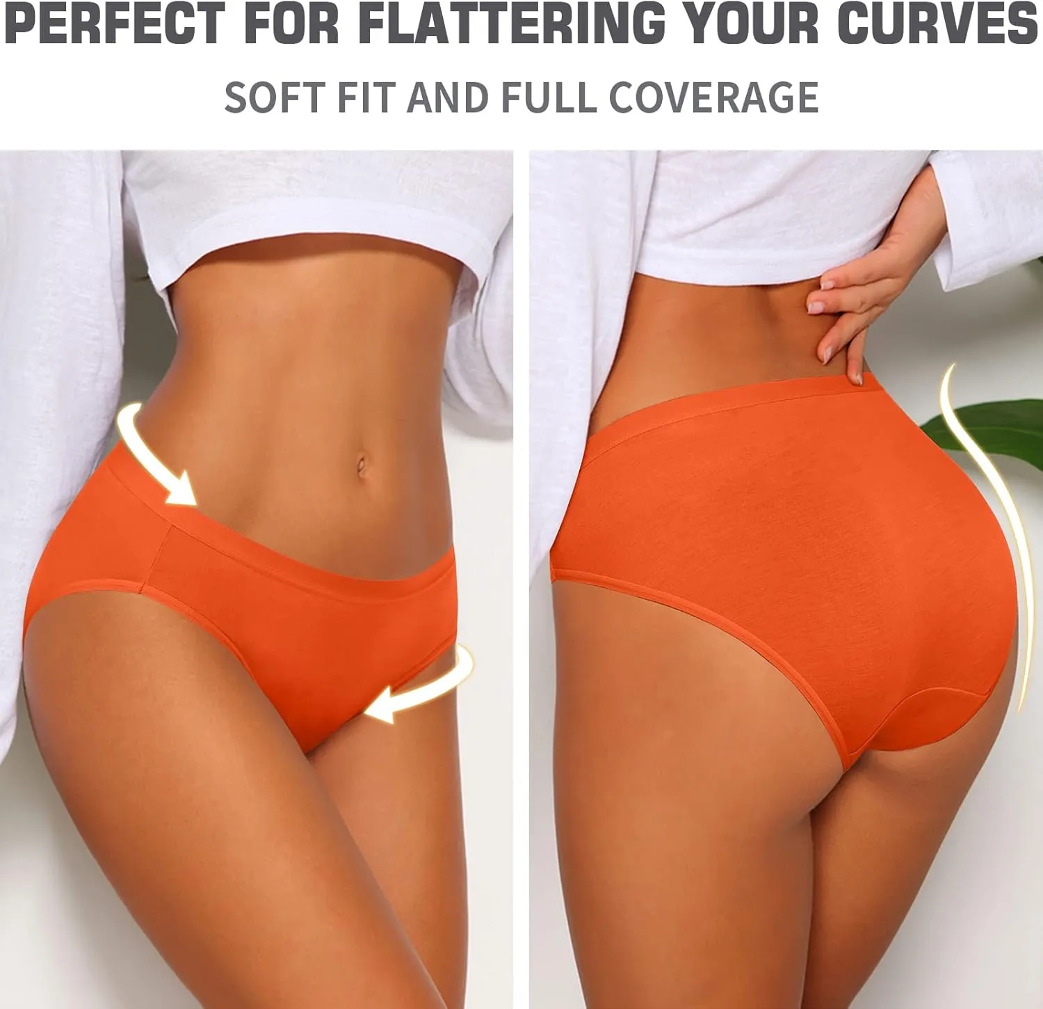 Eiggam Women's Cotton Bikini Panties,High-Cut Full Coverage Stretch Cool Underwear for Women
