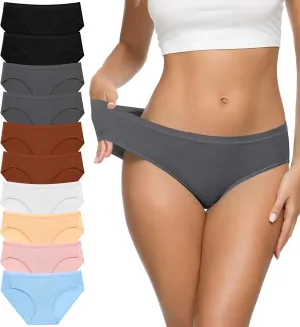 Eiggam Women's Cotton Bikini Panties,High-Cut Full Coverage Stretch Cool Underwear for Women