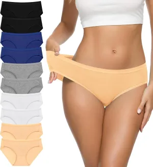 Eiggam Women's Cotton Bikini Panties,High-Cut Full Coverage Stretch Cool Underwear for Women