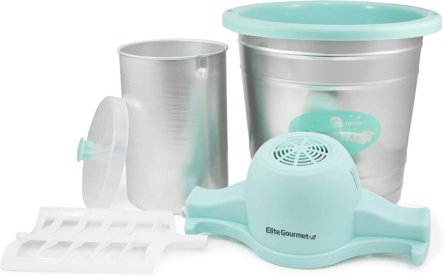 Elite Gourmet EIM-308L 4 Qt. Electric Motorized Maker Ice & Rock Salt, 4Qt. Freezing Canister, Creamy Ice Cream, Gelato, Frozen Yogurt, or Sorbet, Recipe Booklet, 4 Quart, Mint