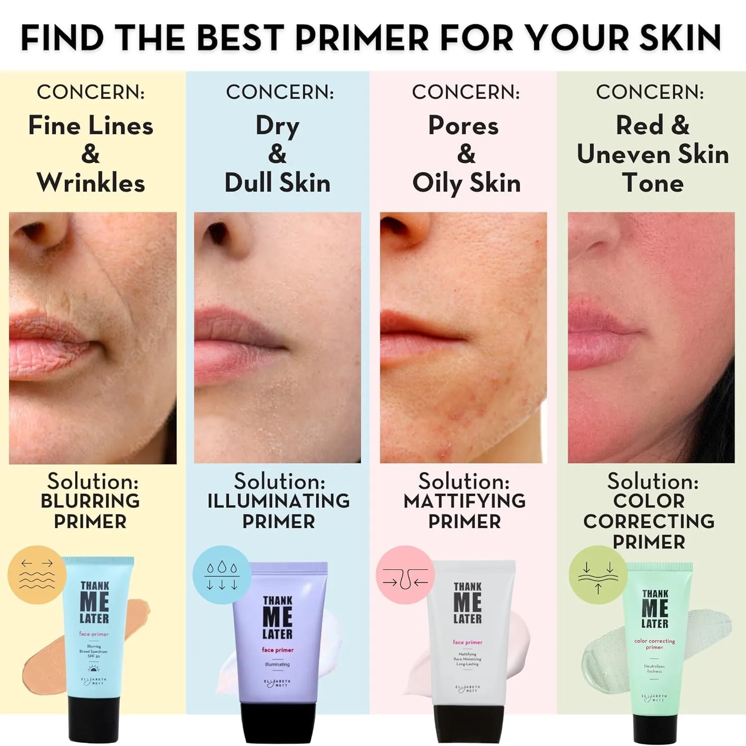 Elizabeth Mott Thank Me Later Blurring Face Primer SPF 30 – Hydrating Makeup Base for Smooth, Flawless Skin & All-Day Wear – Long-Lasting, Lightweight, Pore-Minimizing Formula – 30g, Cruelty-Free