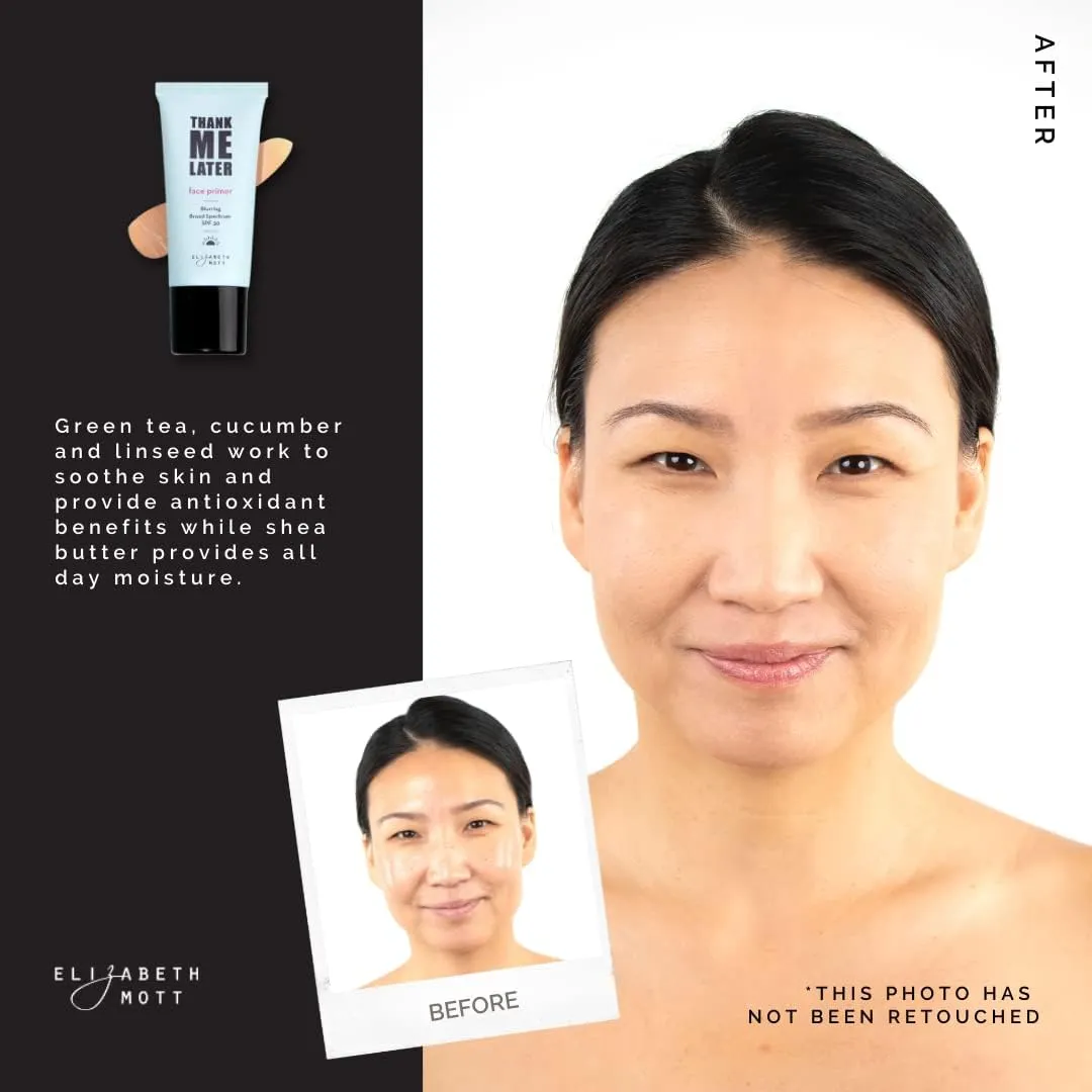 Elizabeth Mott Thank Me Later Blurring Face Primer SPF 30 – Hydrating Makeup Base for Smooth, Flawless Skin & All-Day Wear – Long-Lasting, Lightweight, Pore-Minimizing Formula – 30g, Cruelty-Free