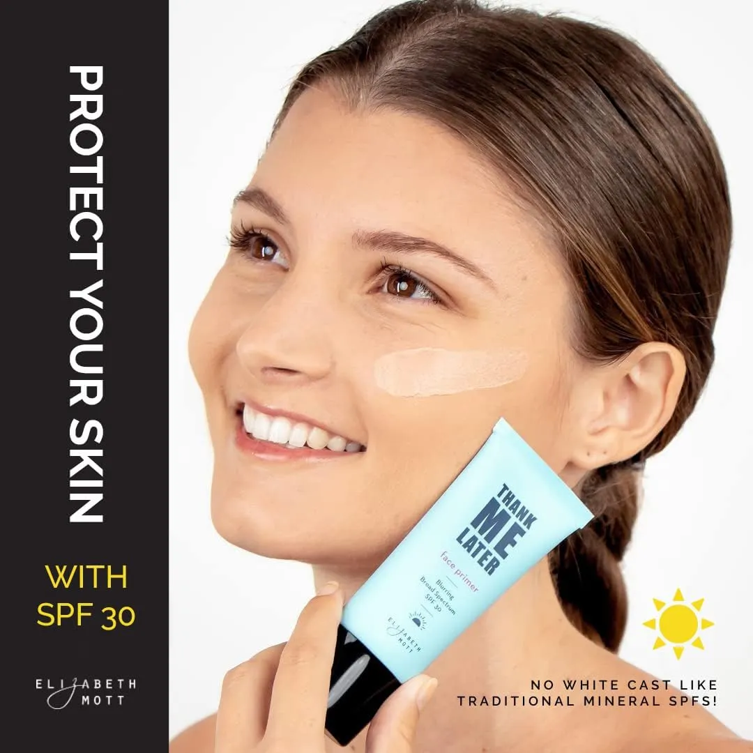 Elizabeth Mott Thank Me Later Blurring Face Primer SPF 30 – Hydrating Makeup Base for Smooth, Flawless Skin & All-Day Wear – Long-Lasting, Lightweight, Pore-Minimizing Formula – 30g, Cruelty-Free
