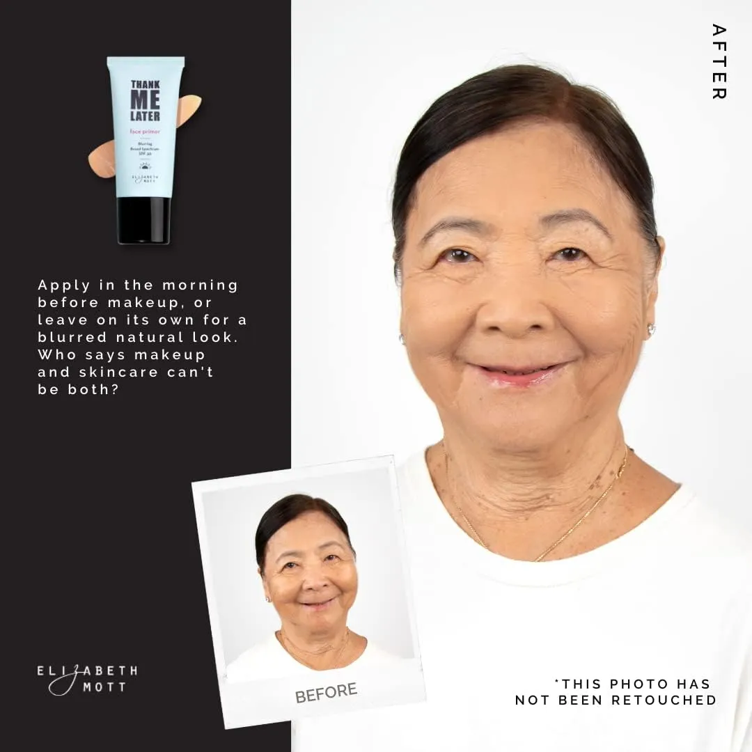 Elizabeth Mott Thank Me Later Blurring Face Primer SPF 30 – Hydrating Makeup Base for Smooth, Flawless Skin & All-Day Wear – Long-Lasting, Lightweight, Pore-Minimizing Formula – 30g, Cruelty-Free