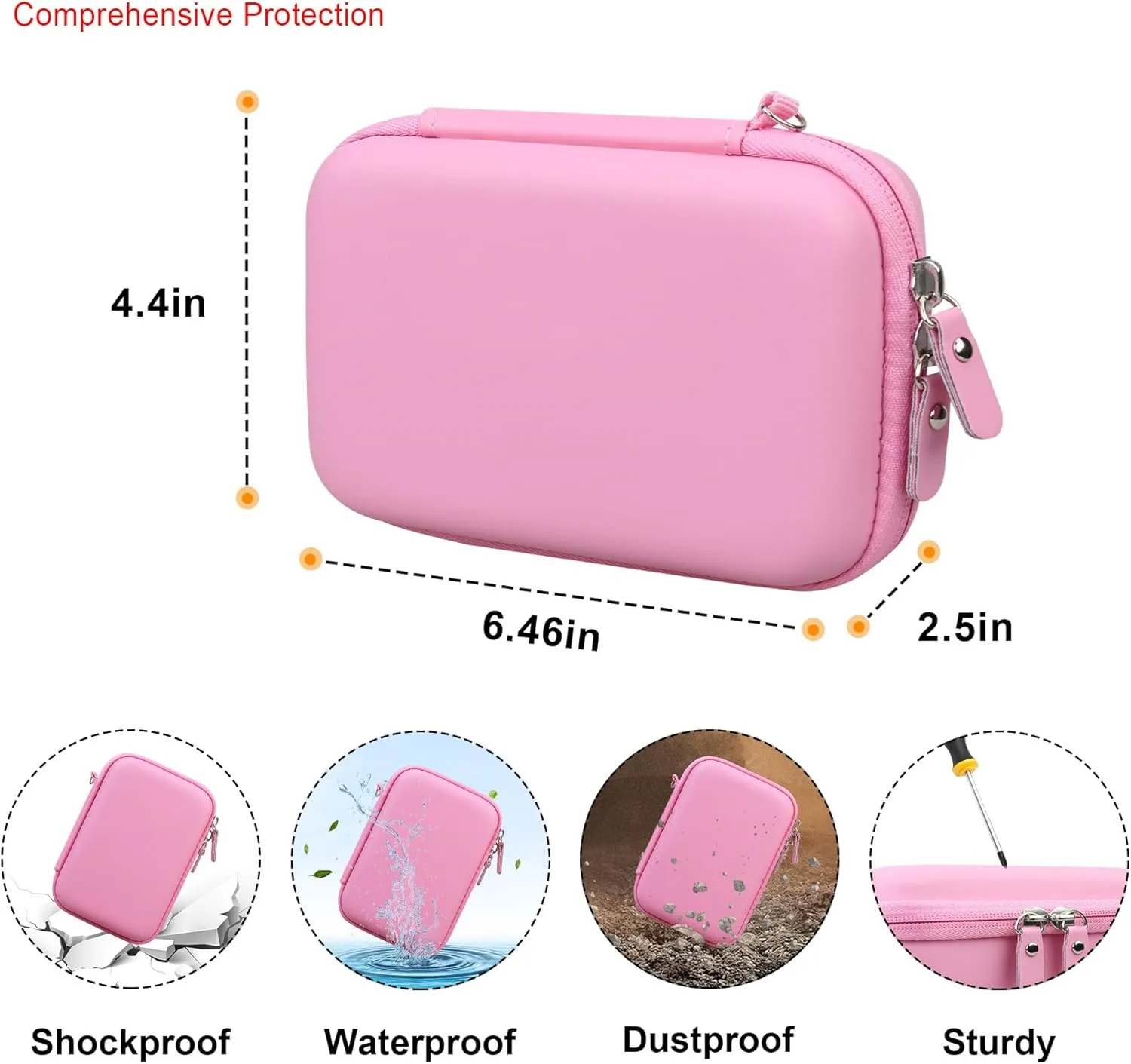 Elonbo Carrying Case Compatible with HUIJUTCHEN/Cabaro Wireless Mini Sticker Pocket Printer, Bluetooth Smart Portable Receipt Photo Printer Travel Bag, Thermal Printer Storage Holder, Pink Pink