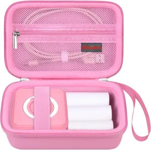 Elonbo Carrying Case Compatible with HUIJUTCHEN/Cabaro Wireless Mini Sticker Pocket Printer, Bluetooth Smart Portable Receipt Photo Printer Travel Bag, Thermal Printer Storage Holder, Pink Pink