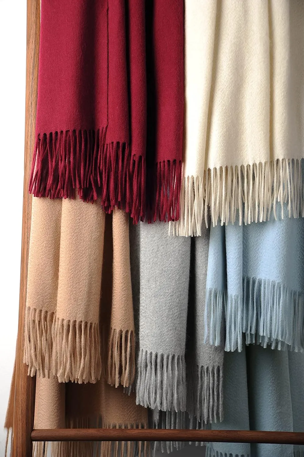 EP Mode 100% Pure Cashmere Throw Blanket for Sofa, Classic Design with Gift Box (Lt. Heather Grey)