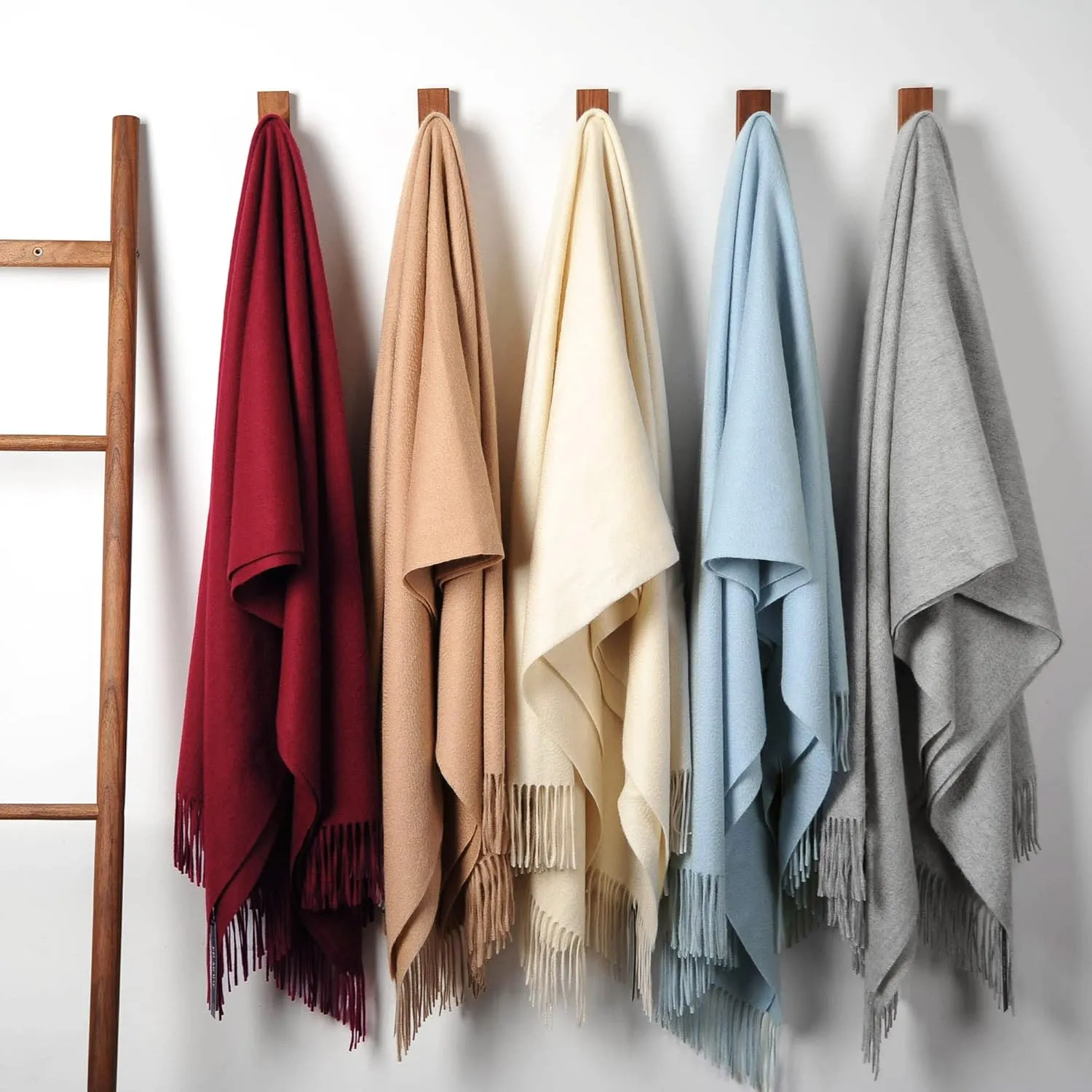 EP Mode 100% Pure Cashmere Throw Blanket for Sofa, Classic Design with Gift Box (Lt. Heather Grey)