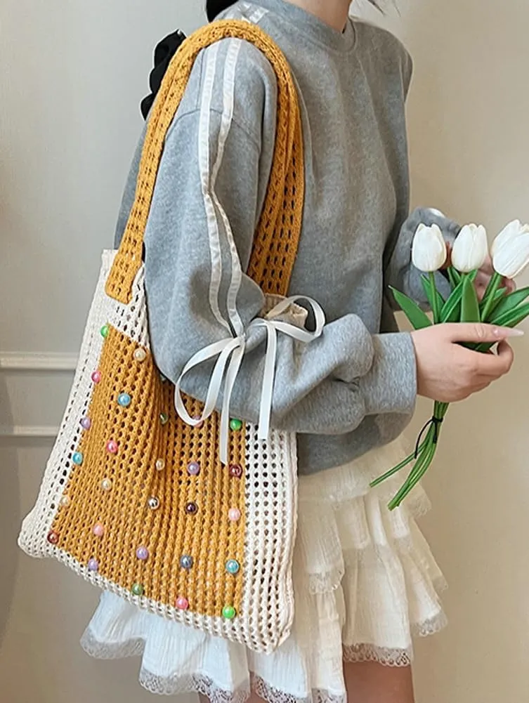 Epsion 2025 Woven Tote Bag for Women Summer Handbag Chic Hobo Handle Purse Shoulder Bag Beach Travel