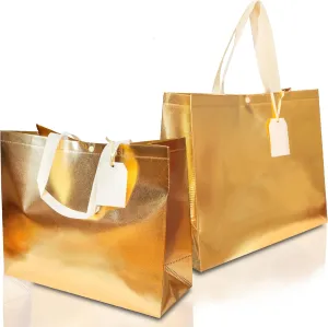 ERIBAGZ 12 Pack Large gift bags with handles 16.9” x 13.7”   15 Tags & String. Gold gift bags. Reusable Luxury gift bags with Button Closure. Gift bags large.
