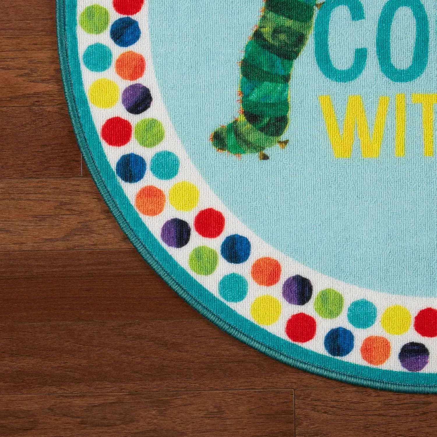 Eric Carle "The Very Hungry Caterpillar Elementary 123 Count with Me Kids Machine Washable Area Rug, Blue/White, 35" Round