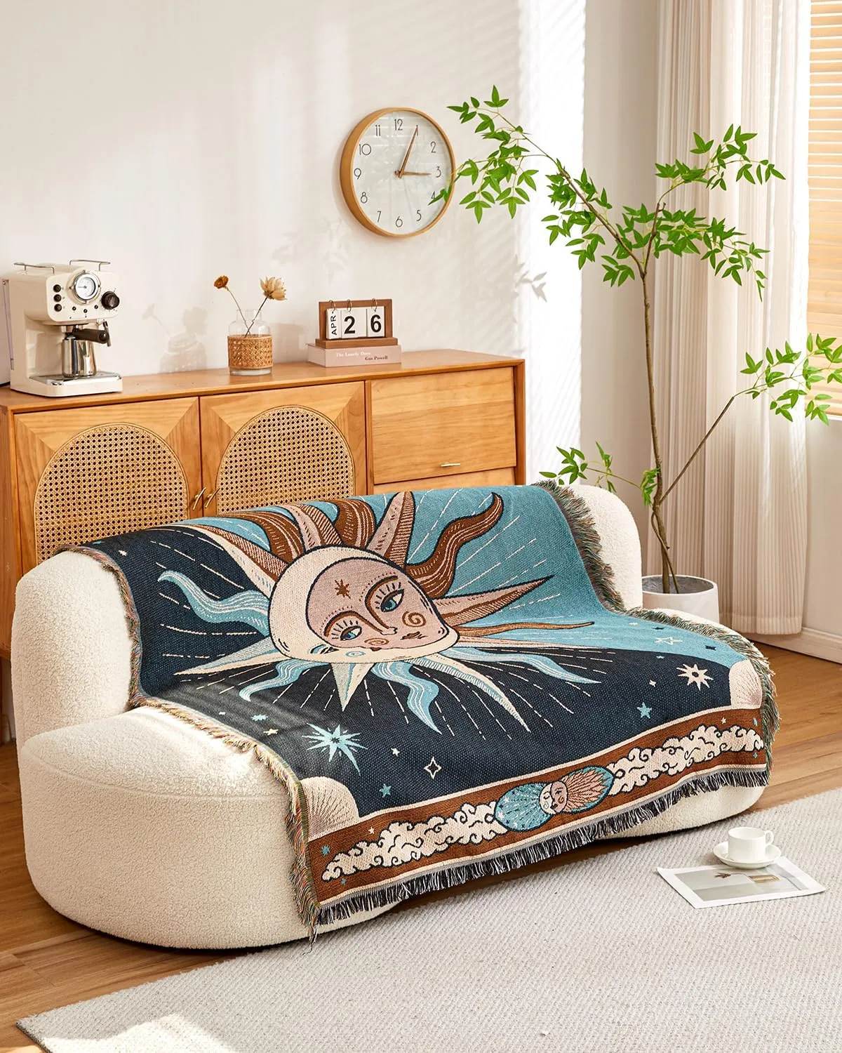 Erke Chair Recliner Cover Boho Throw Blanket Hippie Room Decor Wall Hanging Tapestry Outdoor Picnic Camping Rug Mattress Beach Towel Sofa Furniture Slipcover Bohemian 50”x70” The Sun and Moon Stars
