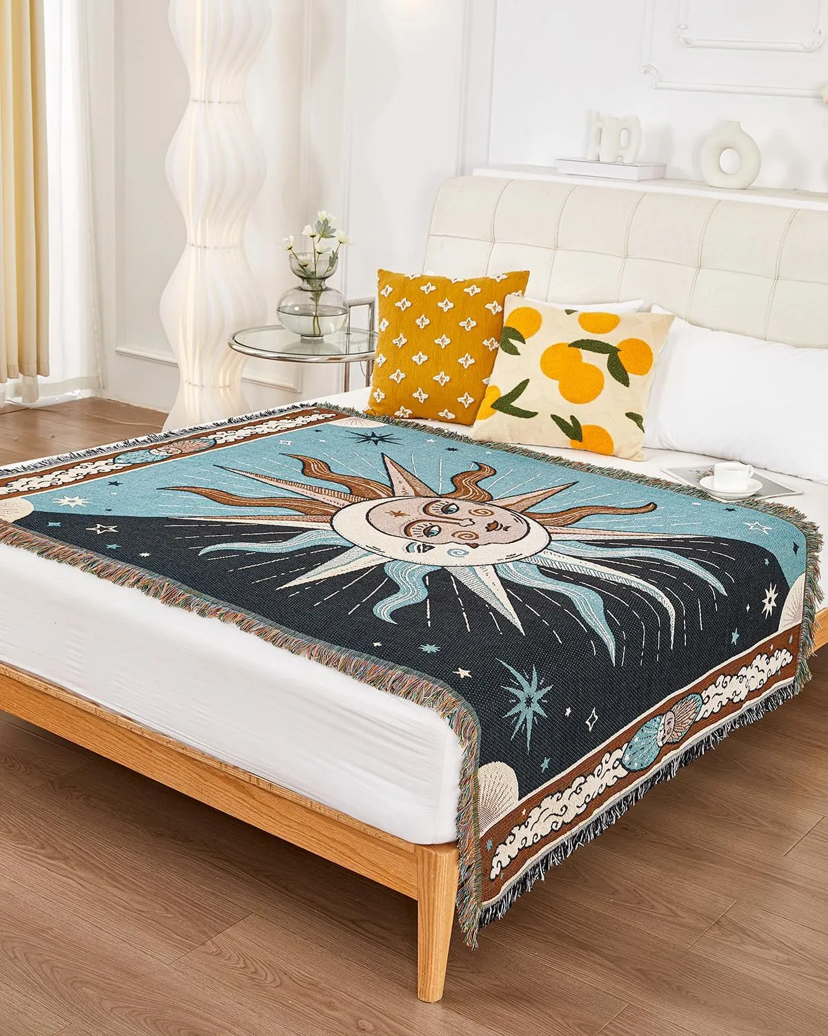 Erke Chair Recliner Cover Boho Throw Blanket Hippie Room Decor Wall Hanging Tapestry Outdoor Picnic Camping Rug Mattress Beach Towel Sofa Furniture Slipcover Bohemian 50”x70” The Sun and Moon Stars