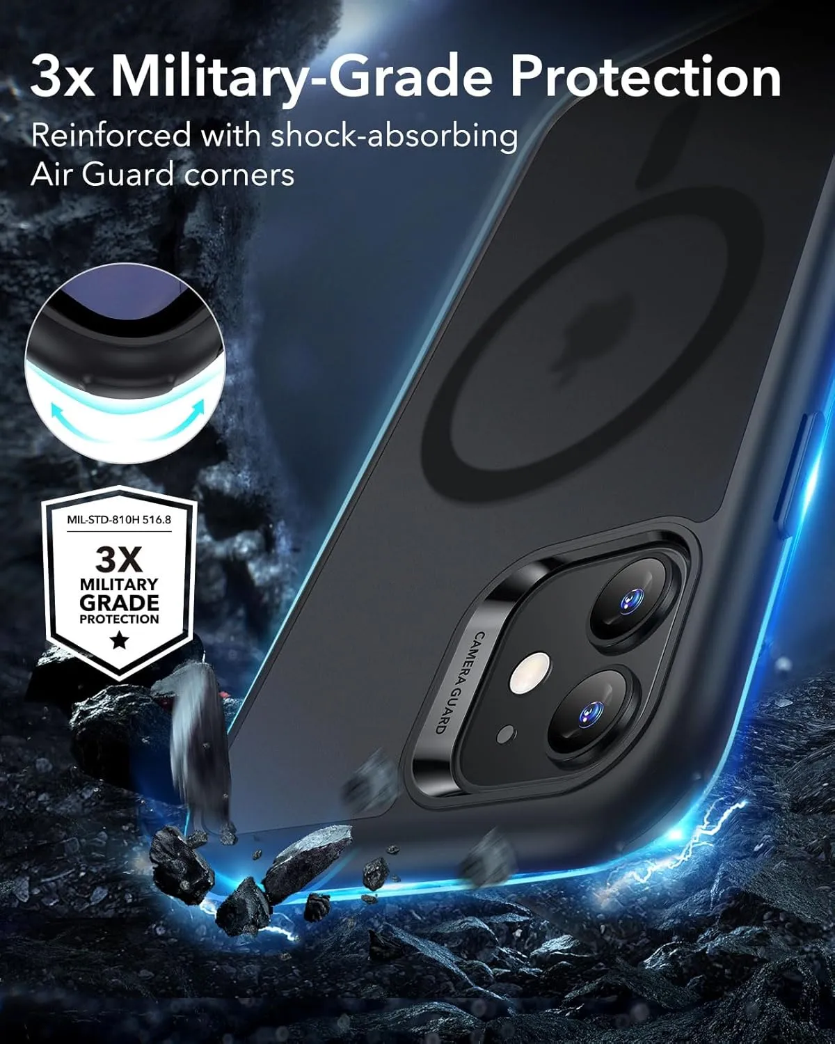 ESR for iPhone 11 Case, Compatible with MagSafe, Shockproof Military-Grade Protection, Magnetic Phone Case for iPhone 11 Case, Frosted Black