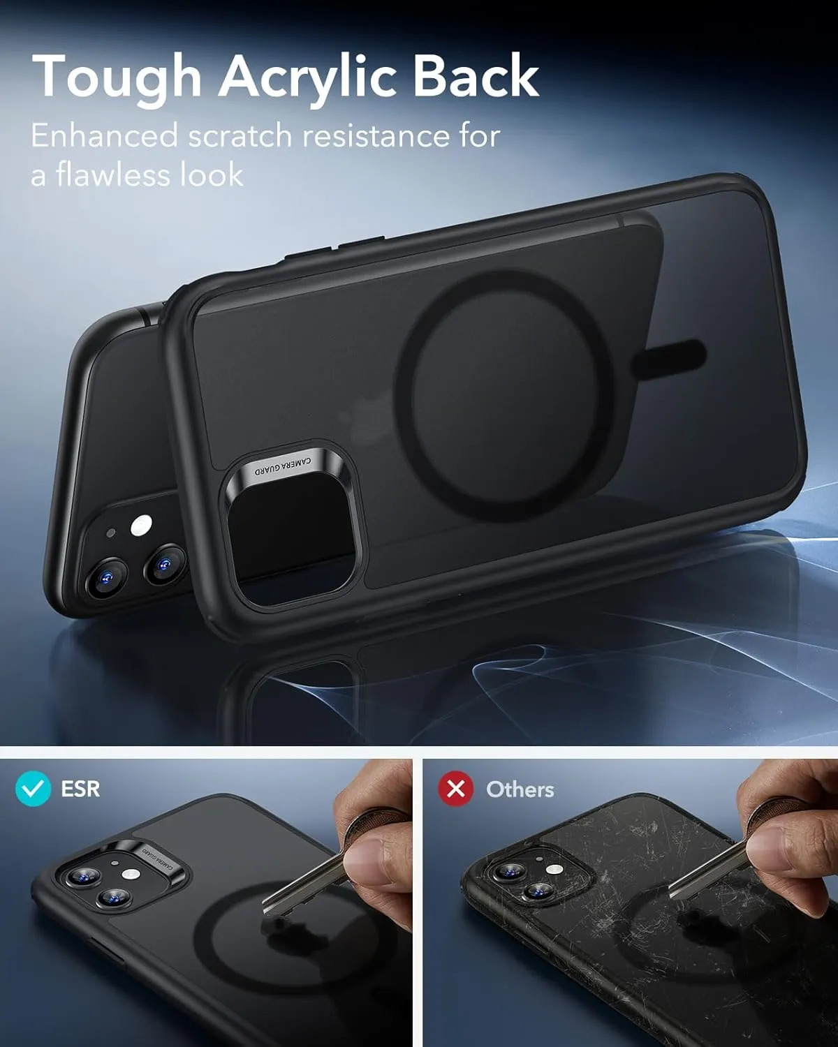 ESR for iPhone 11 Case, Compatible with MagSafe, Shockproof Military-Grade Protection, Magnetic Phone Case for iPhone 11 Case, Frosted Black