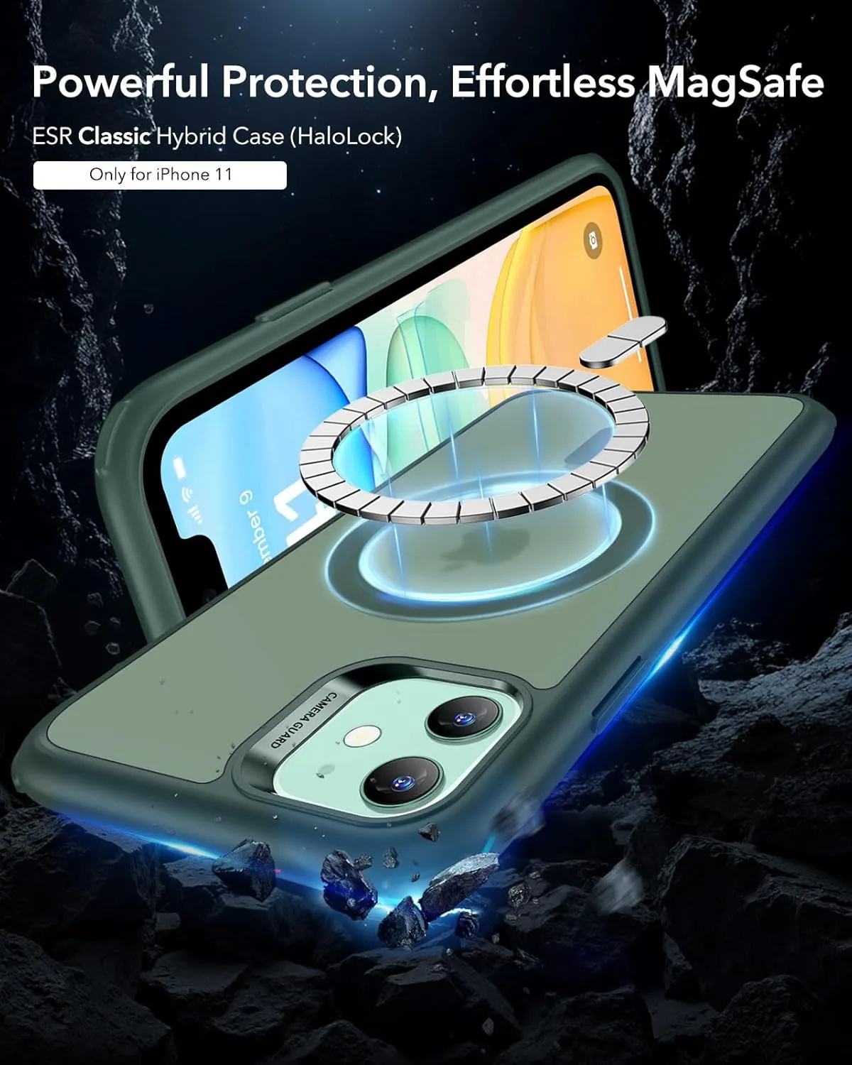 ESR for iPhone 11 Case, Compatible with MagSafe, Shockproof Military-Grade Protection, Magnetic Phone Case for iPhone 11 Case, Frosted Green
