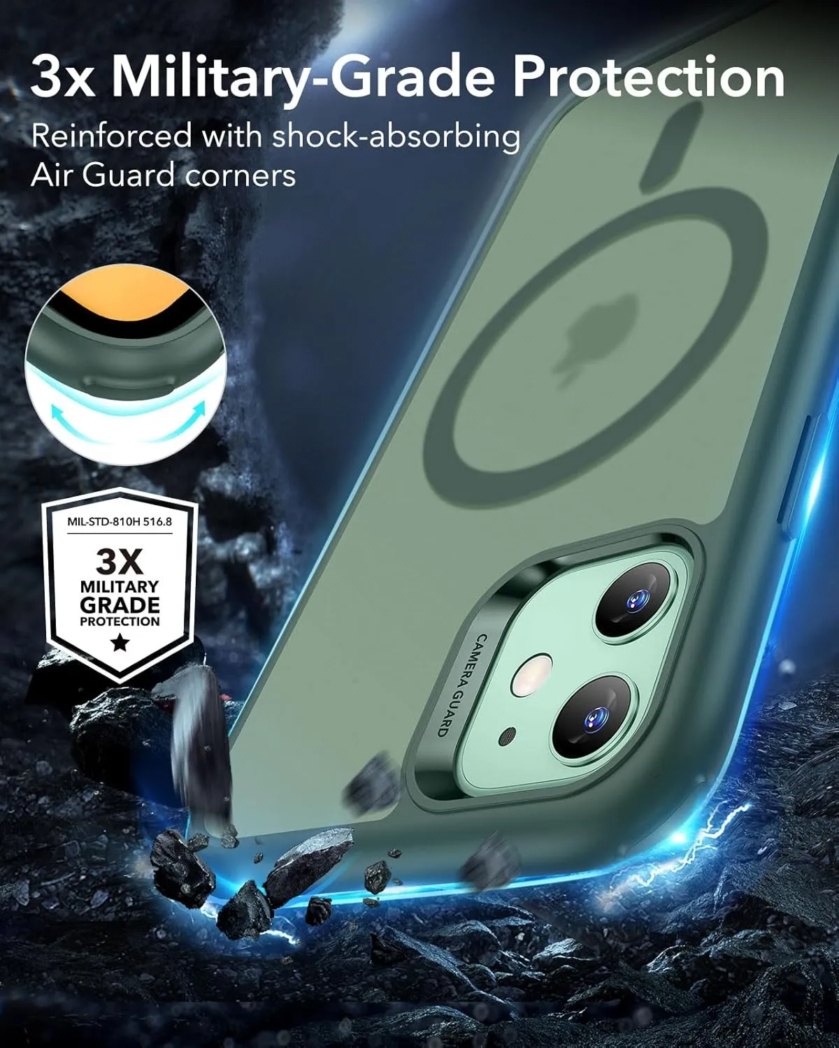 ESR for iPhone 11 Case, Compatible with MagSafe, Shockproof Military-Grade Protection, Magnetic Phone Case for iPhone 11 Case, Frosted Green