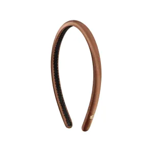 EVITA PERONI Silk Headband for Women - Thin, Satin, Non-Slip and Comfortable - Brown