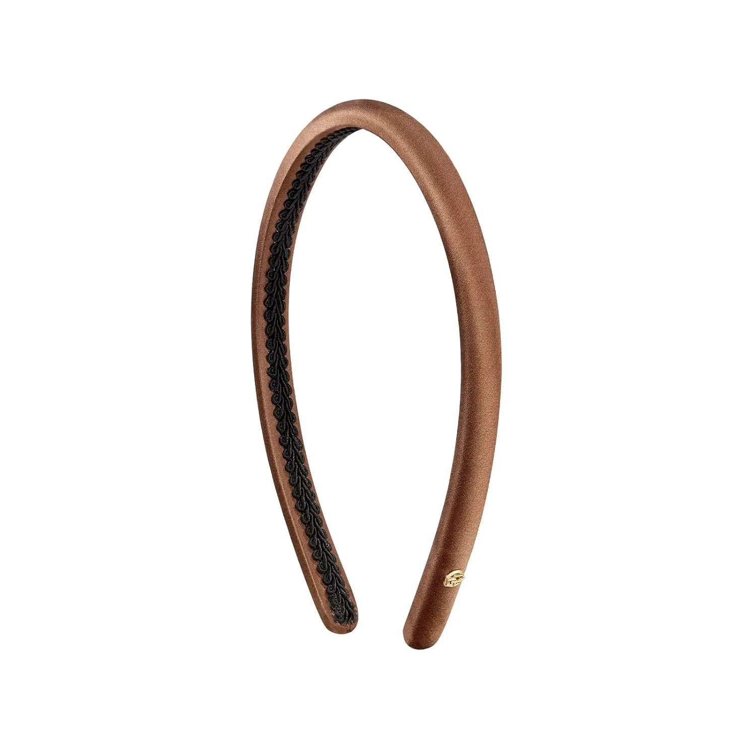 EVITA PERONI Silk Headband for Women - Thin, Satin, Non-Slip and Comfortable - Brown