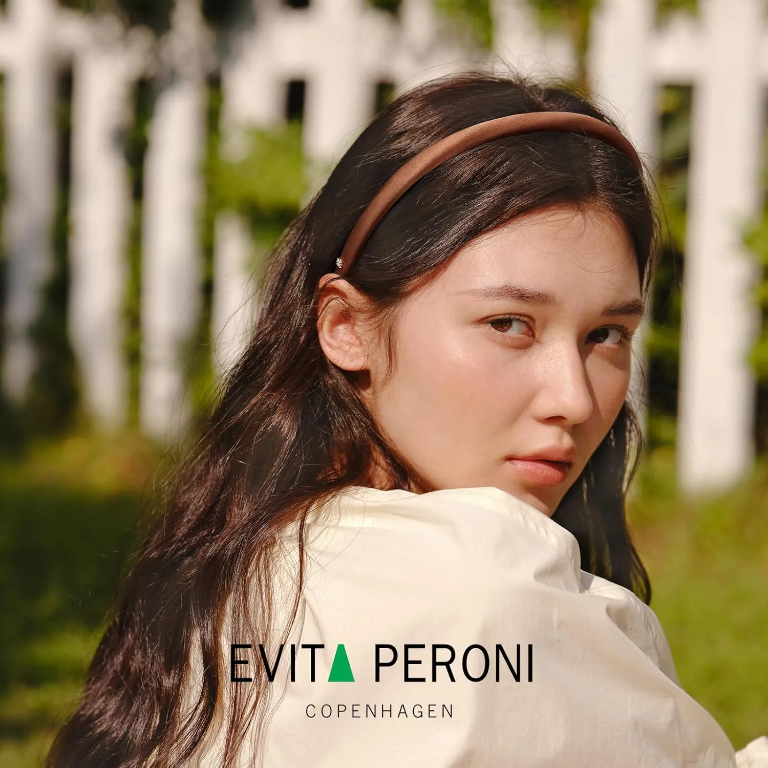 EVITA PERONI Silk Headband for Women - Thin, Satin, Non-Slip and Comfortable - Brown