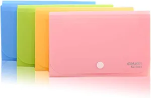 Expanding File Folder, Subdivision Accordion File Folder Mini Organizer PP Wallet for Cards,Coupons,Receipt,Tax Item or Changes,7x4.5 Inches,12 Pockets with Tabs and Check Case(Set 4)