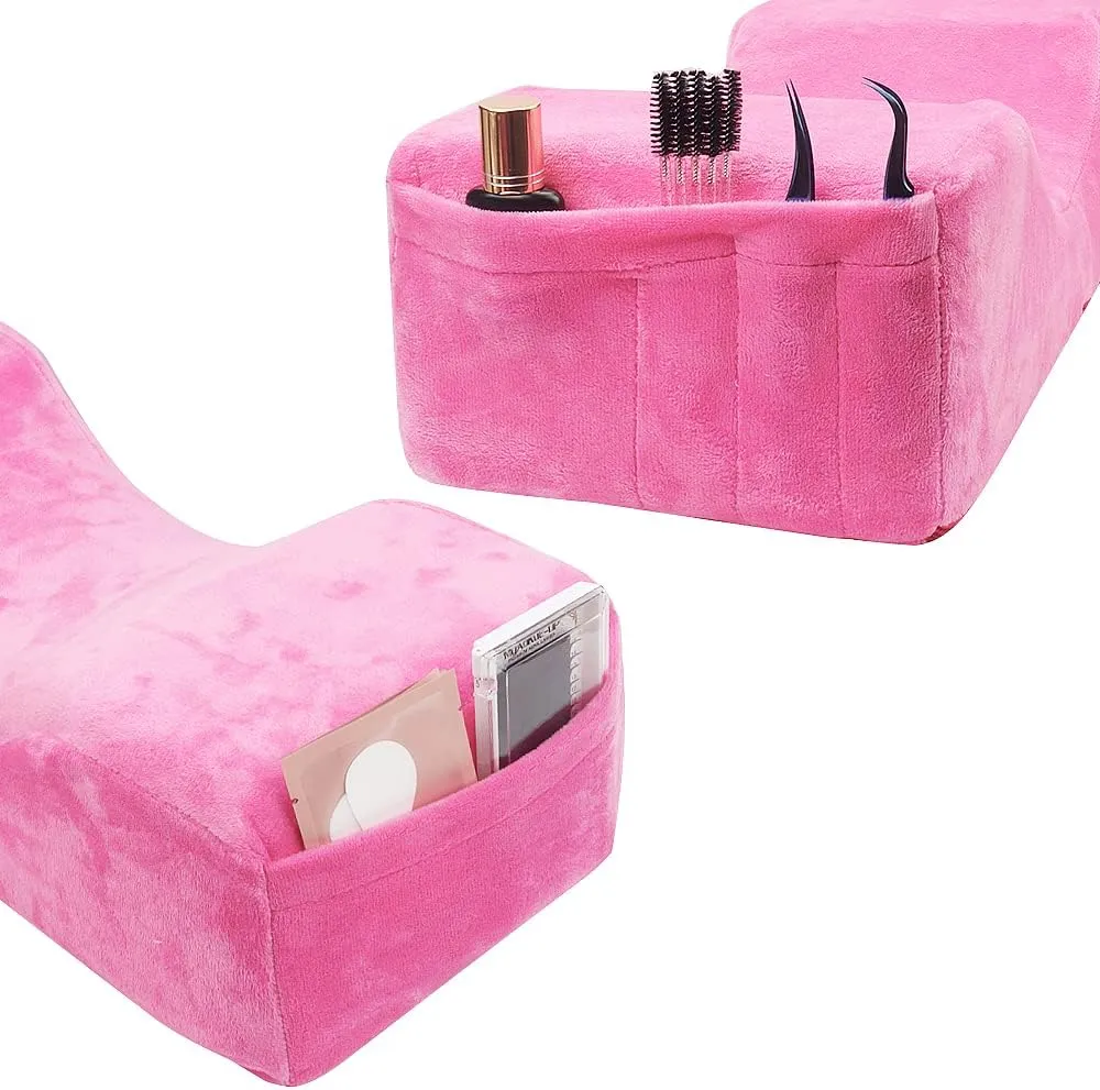 Eyelash Extension Velvet Lash Pillow Beauty Salon Memory Foam Neck Pillow for Lash Extension Grafting Make Up (Rose)