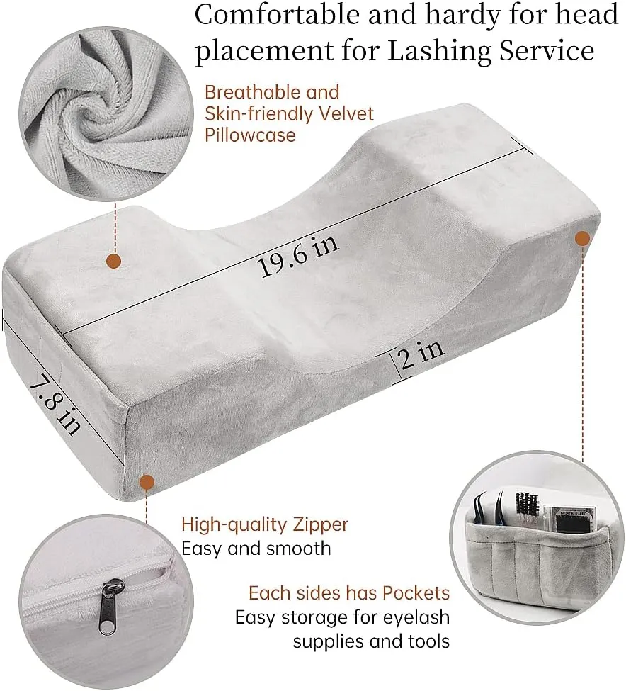 Eyelash Extension Velvet Lash Pillow Beauty Salon Memory Foam Neck Pillow for Lash Extension Grafting Make Up(Gray)