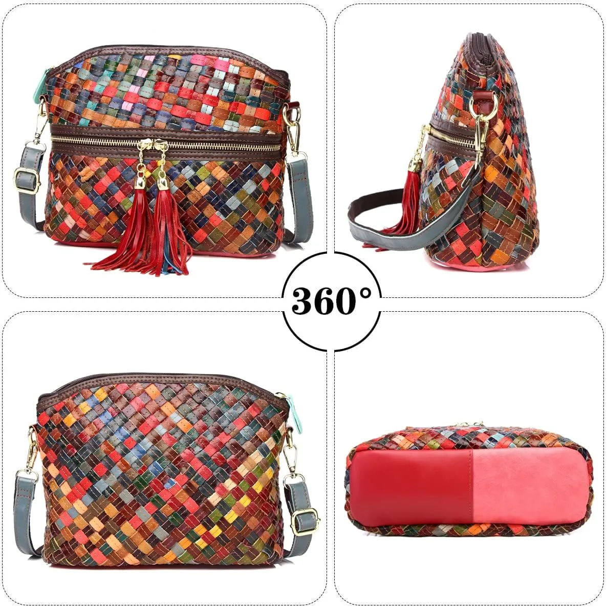 Eysee Crossbody Bag Women Multicolor, Leather Handbag Colorful Purses (Multicolour5)