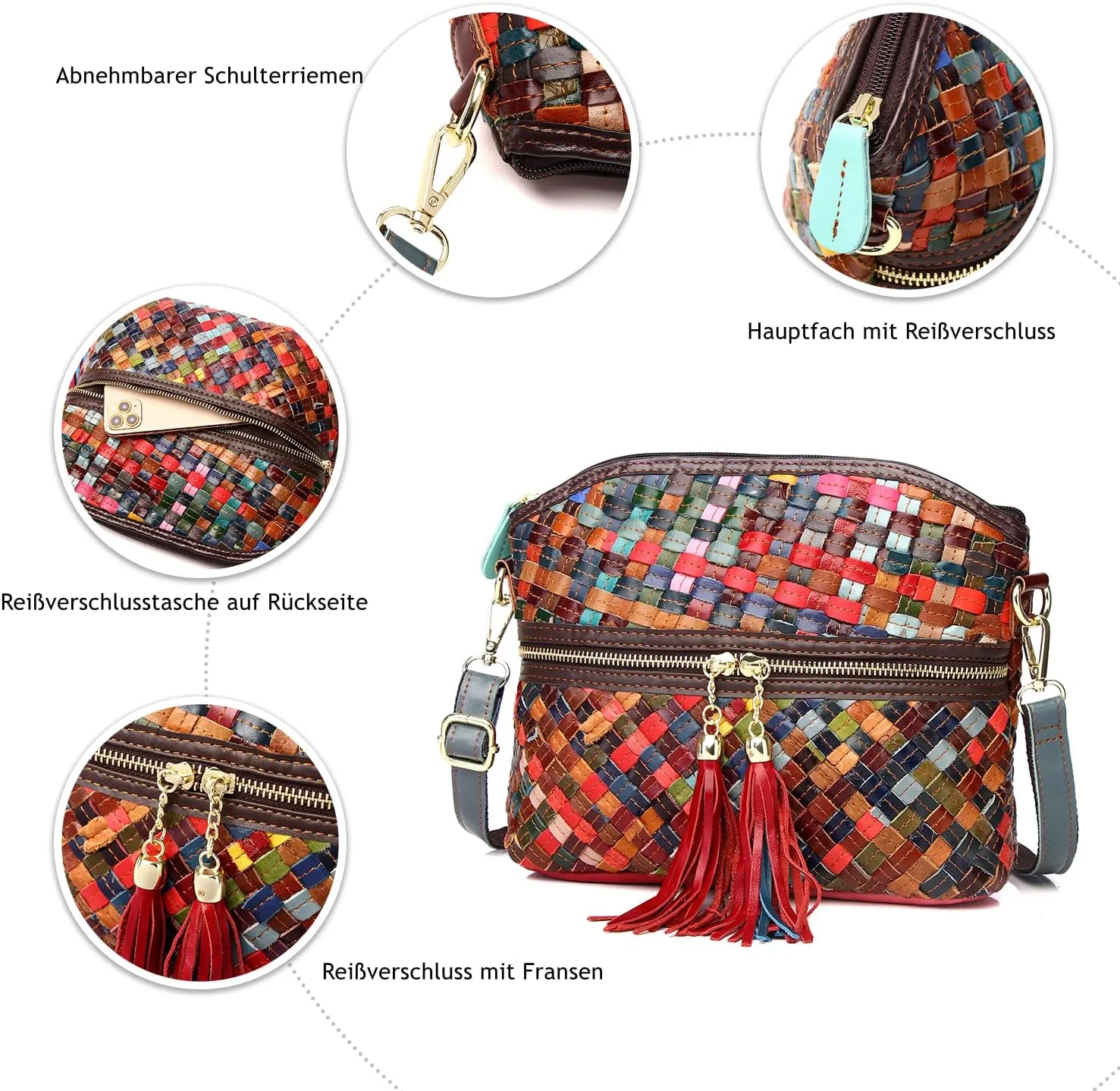 Eysee Crossbody Bag Women Multicolor, Leather Handbag Colorful Purses (Multicolour5)