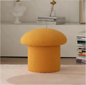 Fabric Vanity Chair with Storage Mushroom Design Footstool Sturdy and Soft Footrest Entrance Bench for Bedroom Low Stool with Storage Resting Seat for Makeup and Relaxing