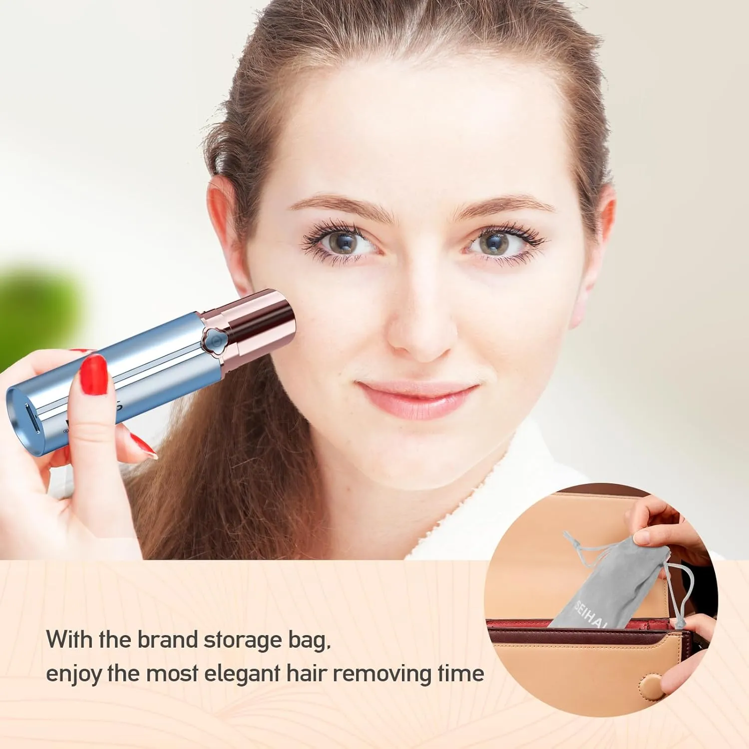 Facial Hair Remover for Women, SEIHAI Rechargeable Face Shavers for Women,Included 2 x Replacement Heads, Upper Lip, Chin, Face Hair Remover Peach Fuzz Remover