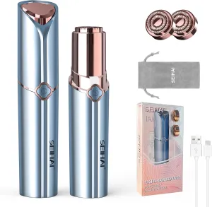 Facial Hair Remover for Women, SEIHAI Rechargeable Face Shavers for Women,Included 2 x Replacement Heads, Upper Lip, Chin, Face Hair Remover Peach Fuzz Remover
