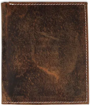 F&L CLASSIC RFID Blocking Mens Leather Bi-Fold Big Hipster Wallet, 13 credit card slots,buffalo vintage brown with White stitching,186 buff hunter