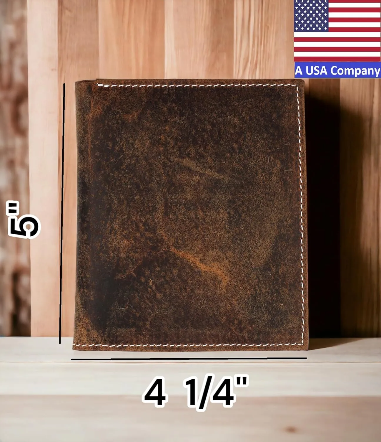 F&L CLASSIC RFID Blocking Mens Leather Bi-Fold Big Hipster Wallet, 13 credit card slots,buffalo vintage brown with White stitching,186 buff hunter