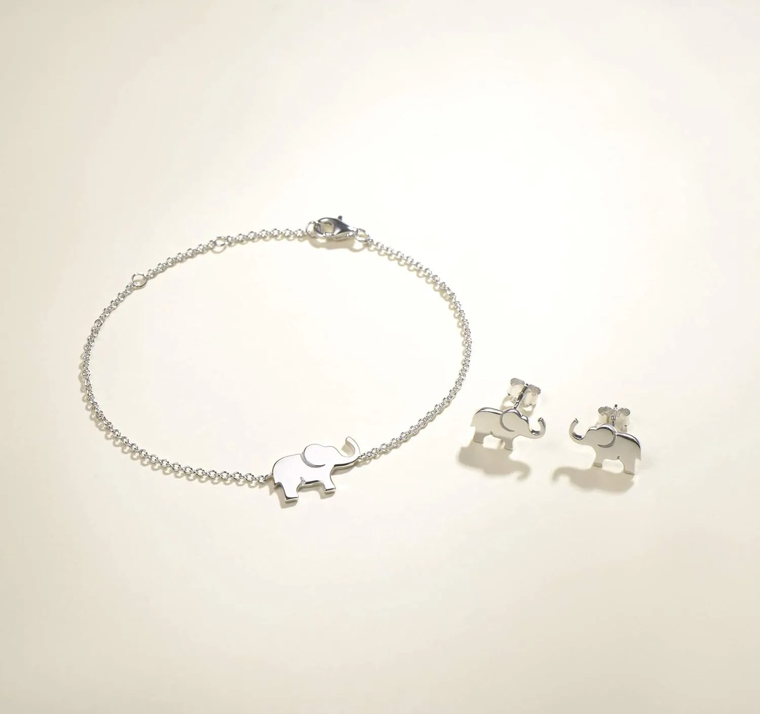 FANCIME Lucky Elephant Bracelet 925 Sterling Silver High Polished Mini Small Elephant Charm Family Link Bracelet Jewelry Birthday Gifts For Women, 15 3 cm